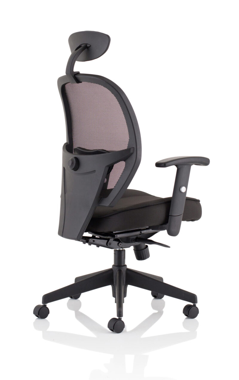Stack High Mesh Back Black Task Operator Office Chair with Arms - Image 15