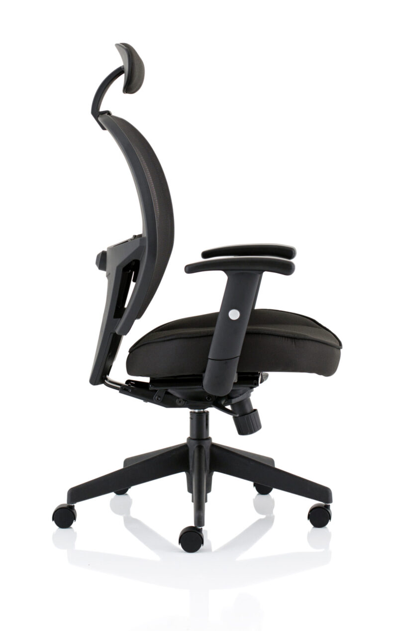 Stack High Mesh Back Black Task Operator Office Chair with Arms - Image 16