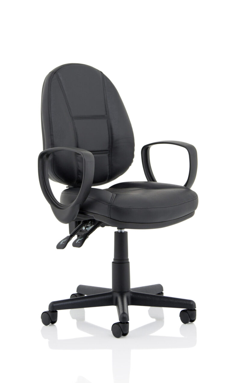 Camp Medium Back Black Leather Task Operator Office Chair - Image 17