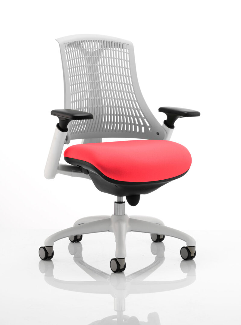 Swift Medium Back White Frame Task Operator Office Chair with Arms - Image 29