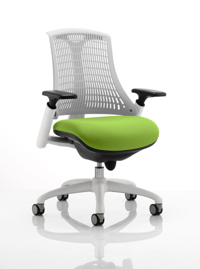 Swift Medium Back White Frame Task Operator Office Chair with Arms - Image 30
