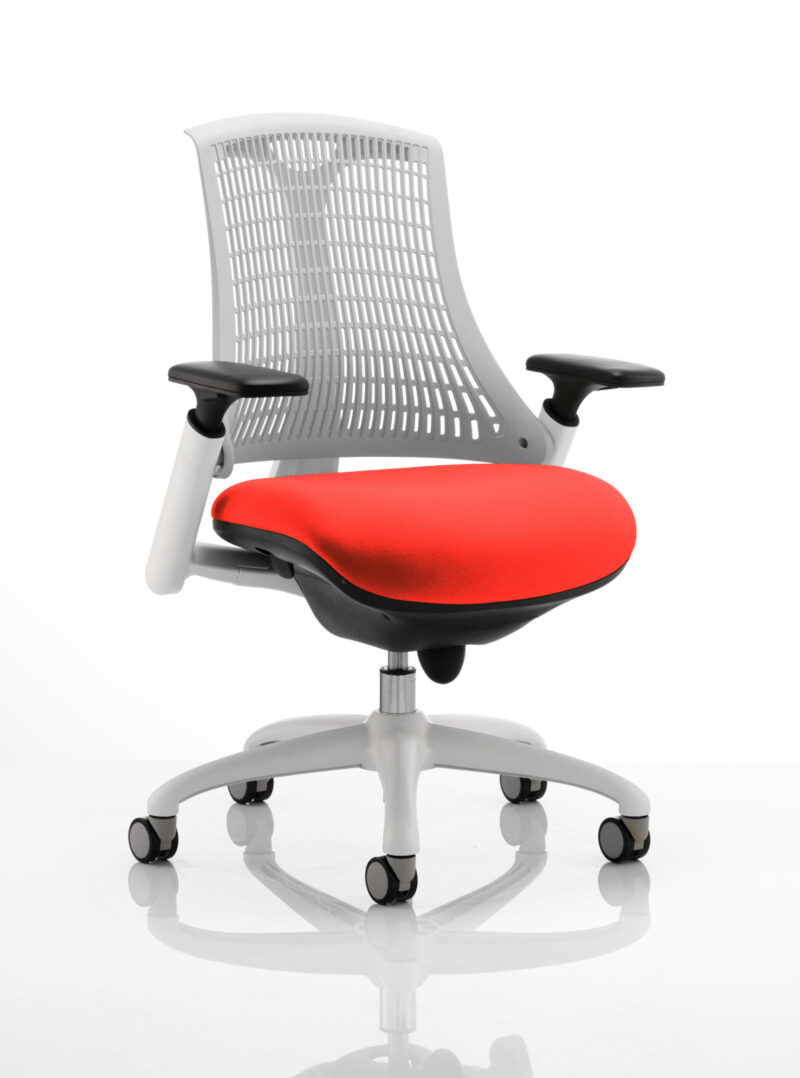 Swift Medium Back White Frame Task Operator Office Chair with Arms - Image 32