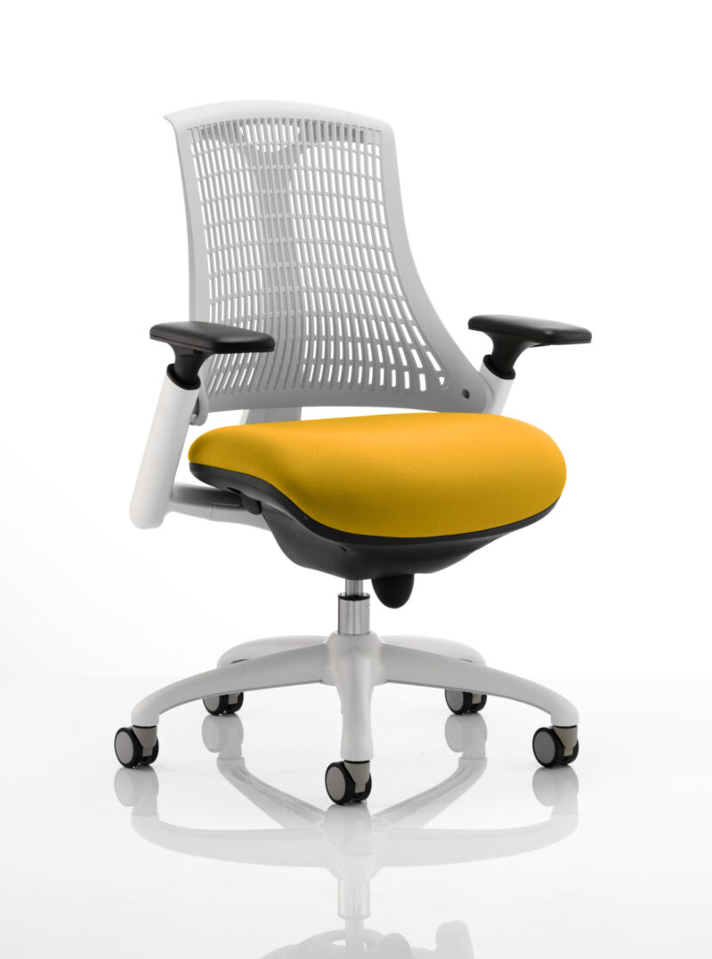 Swift Medium Back White Frame Task Operator Office Chair with Arms - Image 33