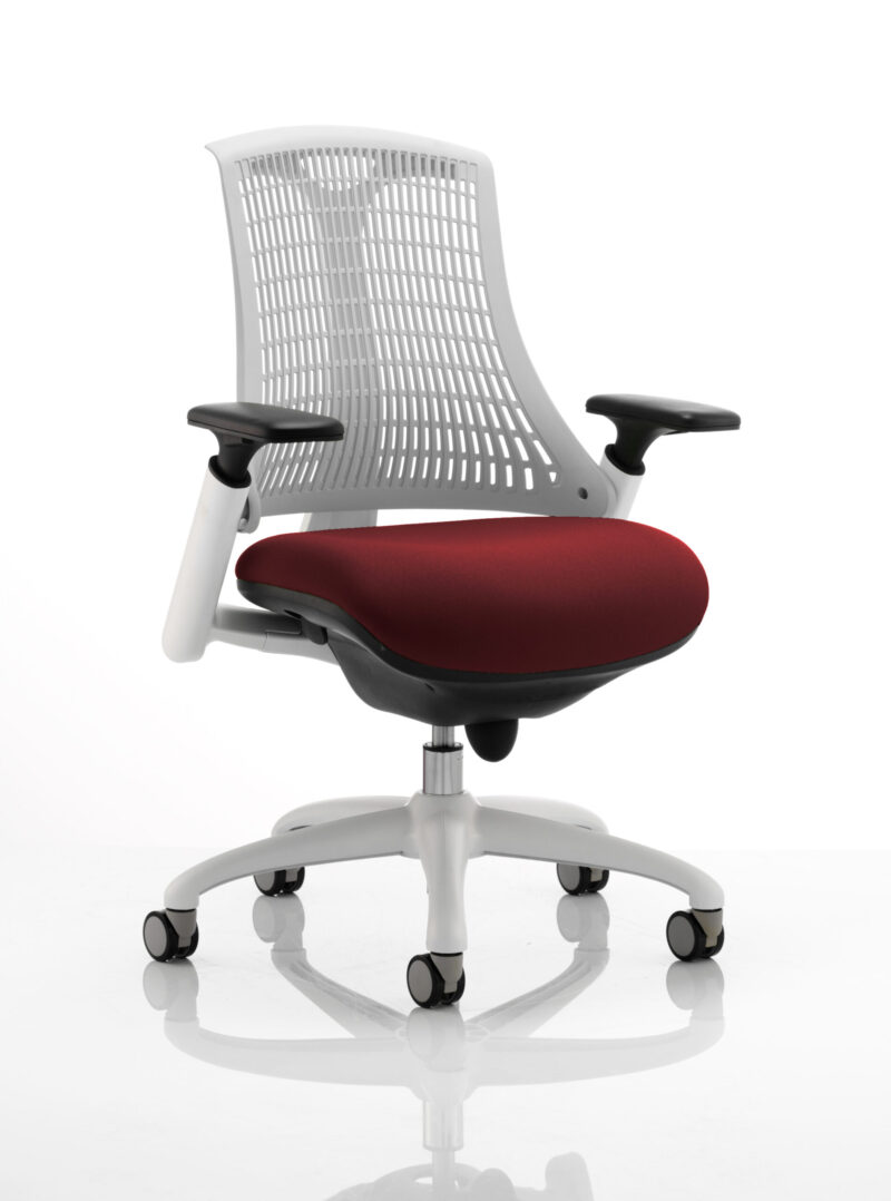 Swift Medium Back White Frame Task Operator Office Chair with Arms - Image 34