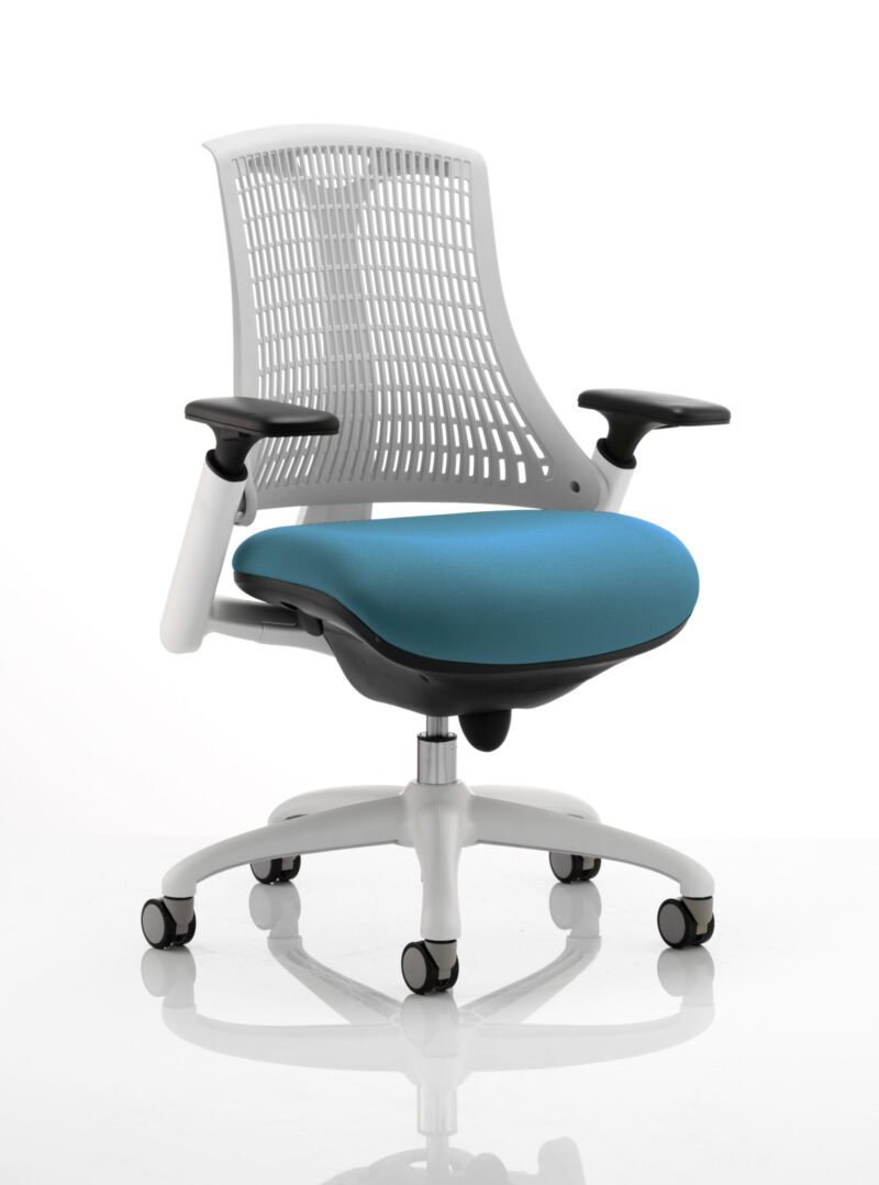 Swift Medium Back White Frame Task Operator Office Chair with Arms - Image 35