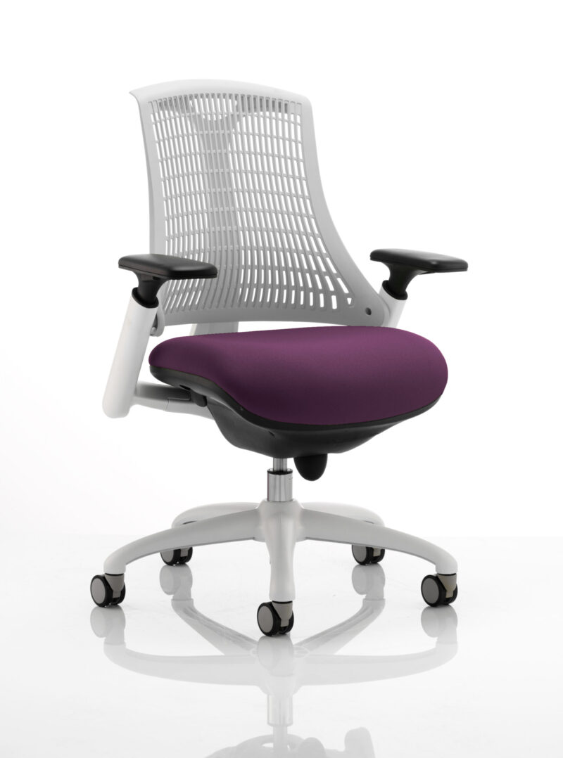 Swift Medium Back White Frame Task Operator Office Chair with Arms - Image 36