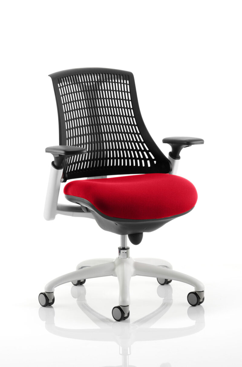 Swift Medium Back White Frame Task Operator Office Chair with Arms - Image 37