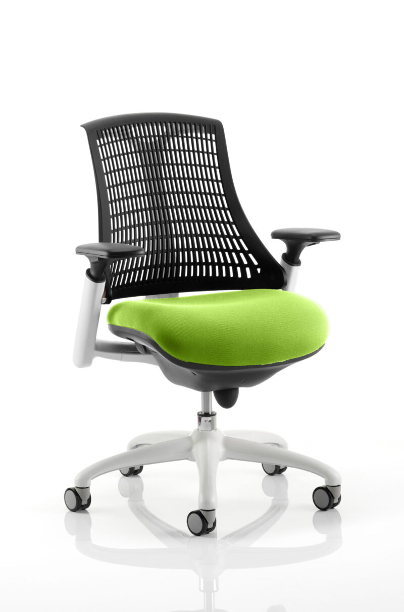 Swift Medium Back White Frame Task Operator Office Chair with Arms - Image 38