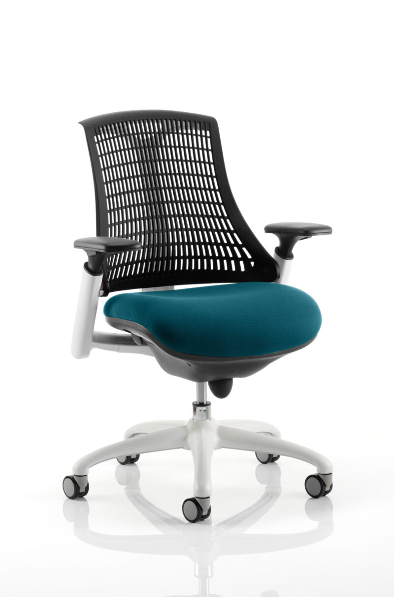 Swift Medium Back White Frame Task Operator Office Chair with Arms - Image 43