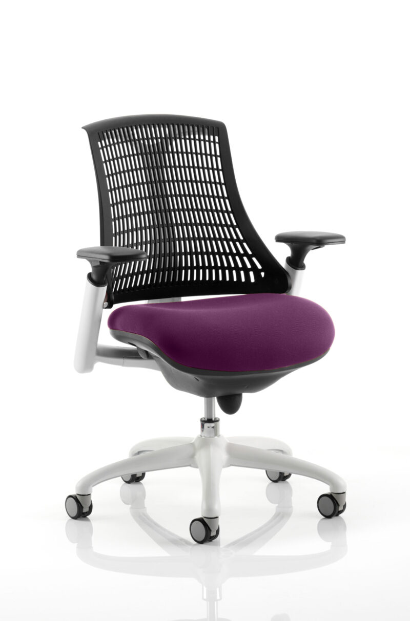 Swift Medium Back White Frame Task Operator Office Chair with Arms - Image 44