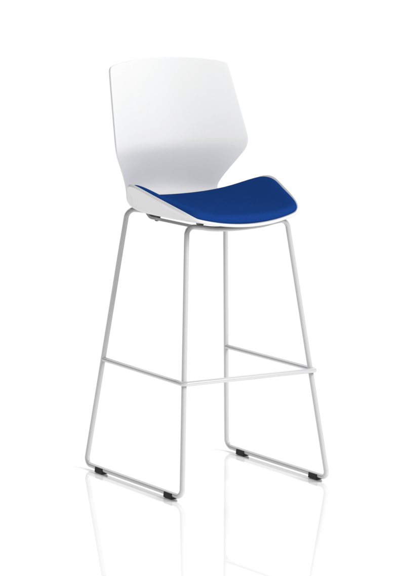 Logic White Frame Fabric Seat High Stool Chair - Image 9