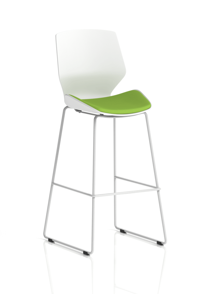 Logic White Frame Fabric Seat High Stool Chair - Image 10