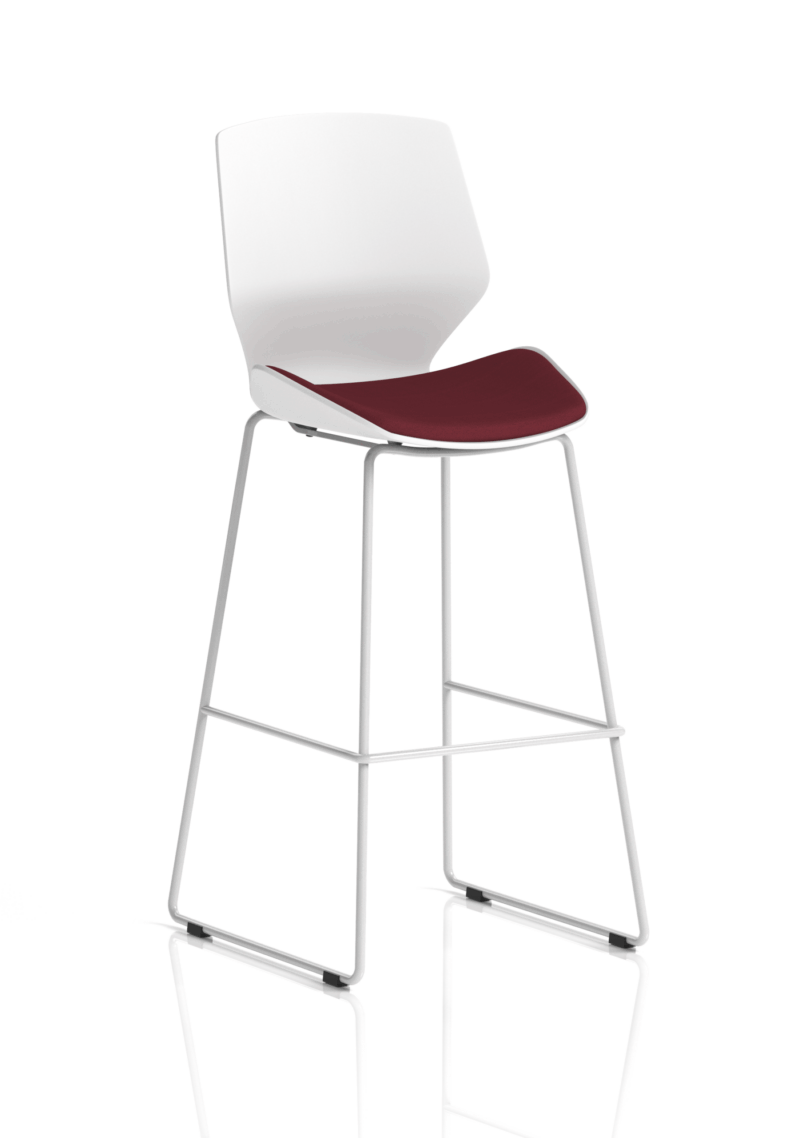 Logic White Frame Fabric Seat High Stool Chair - Image 11