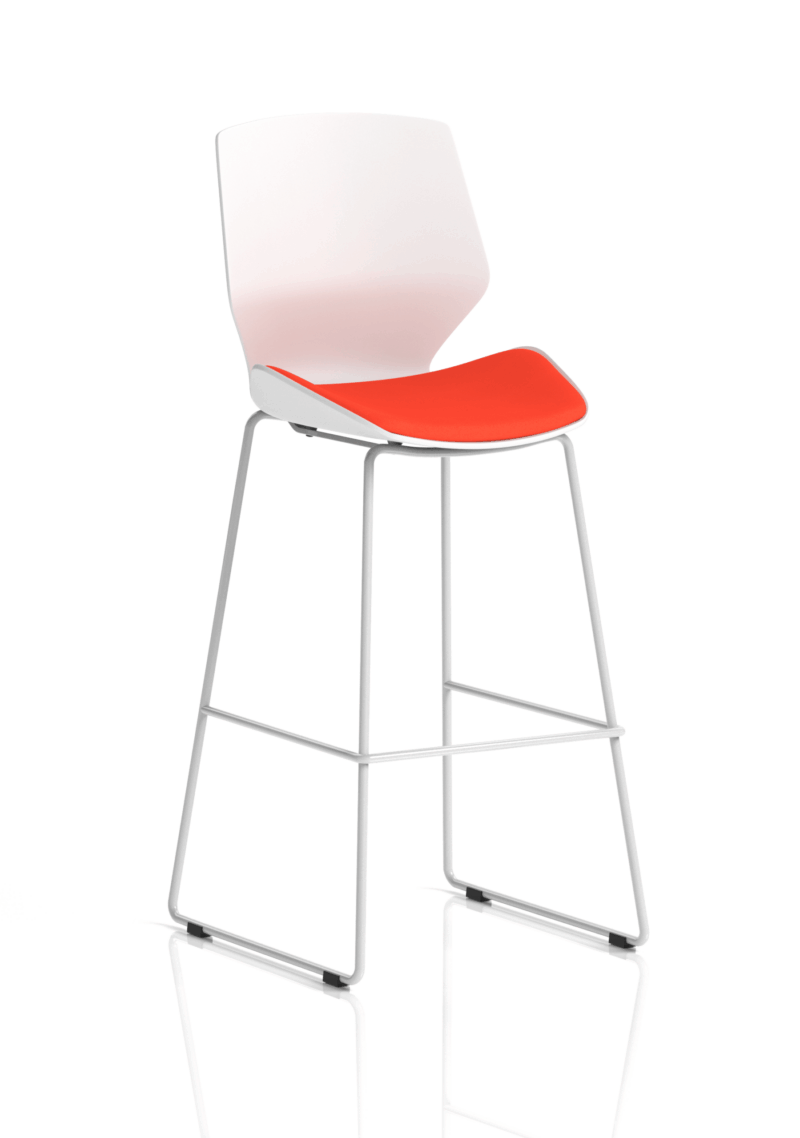 Logic White Frame Fabric Seat High Stool Chair - Image 12