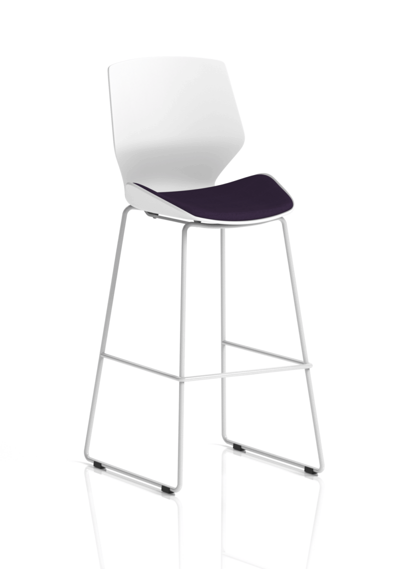 Logic White Frame Fabric Seat High Stool Chair - Image 14