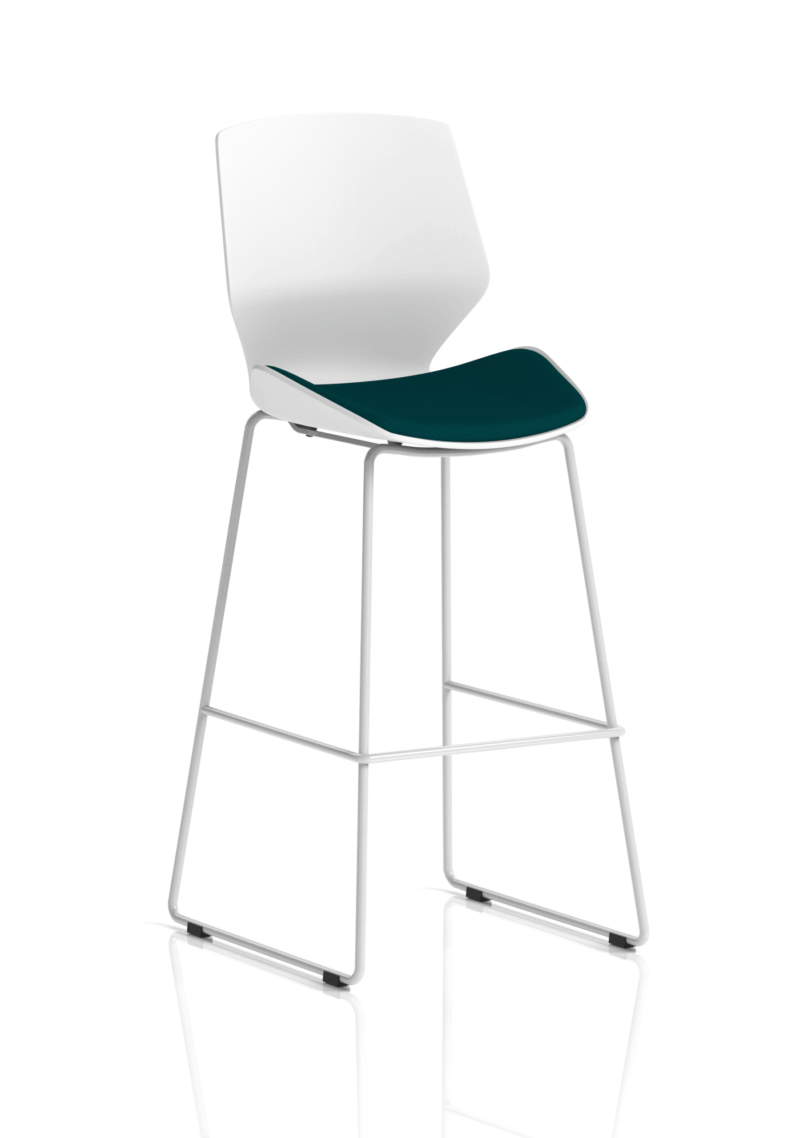 Logic White Frame Fabric Seat High Stool Chair - Image 15