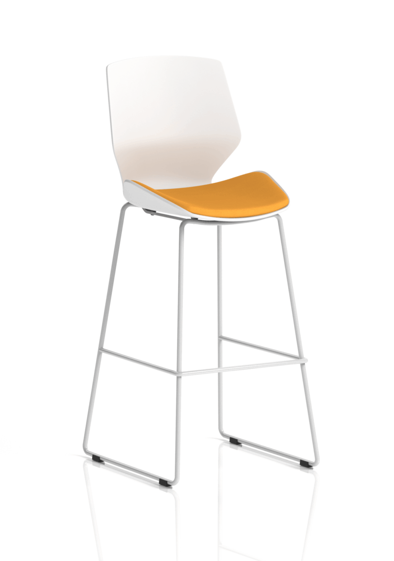 Logic White Frame Fabric Seat High Stool Chair - Image 16
