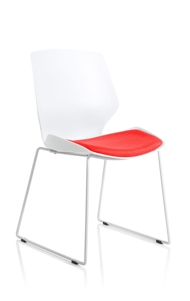 Logic Sled White Frame Fabric Seat Visitor Chair - Image 9