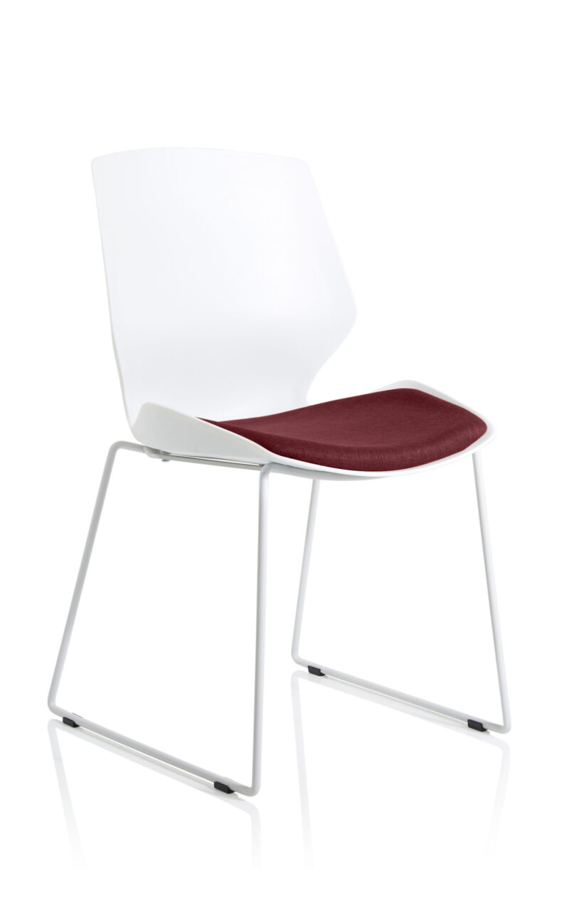 Logic Sled White Frame Fabric Seat Visitor Chair - Image 10