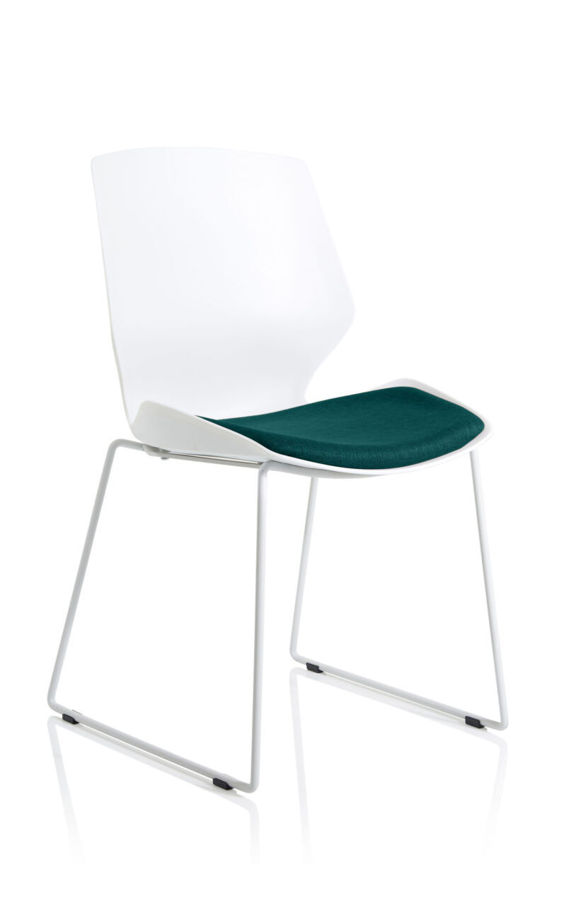 Logic Sled White Frame Fabric Seat Visitor Chair - Image 11