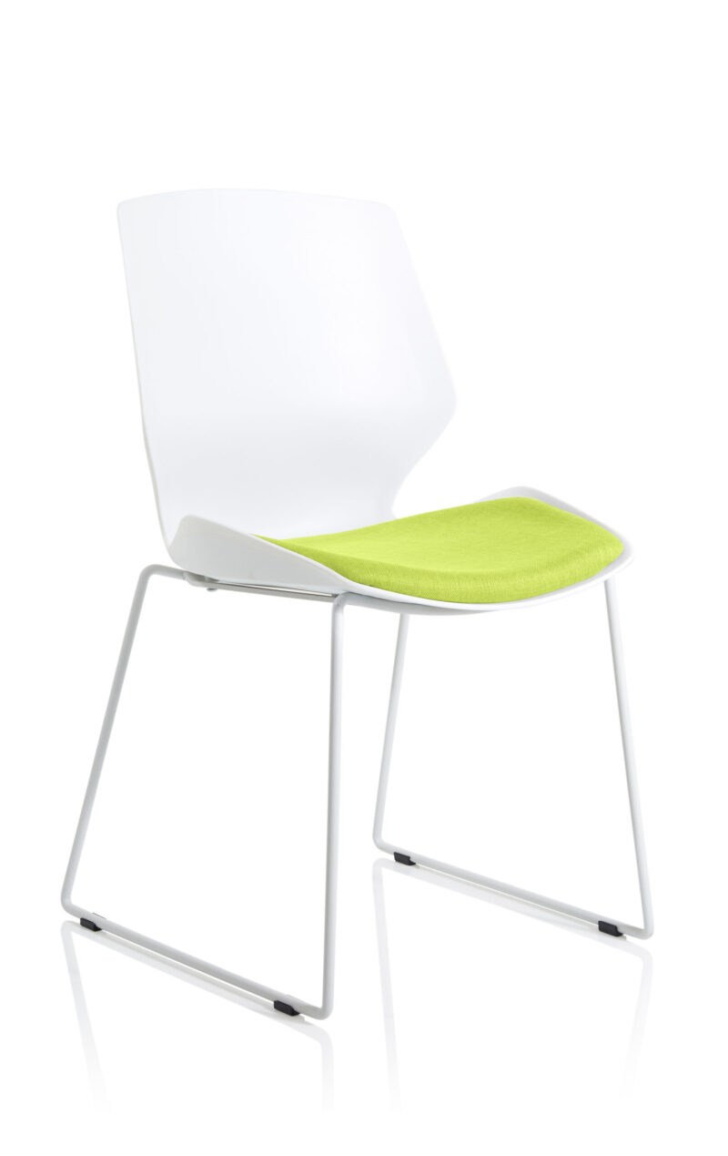 Logic Sled White Frame Fabric Seat Visitor Chair - Image 12