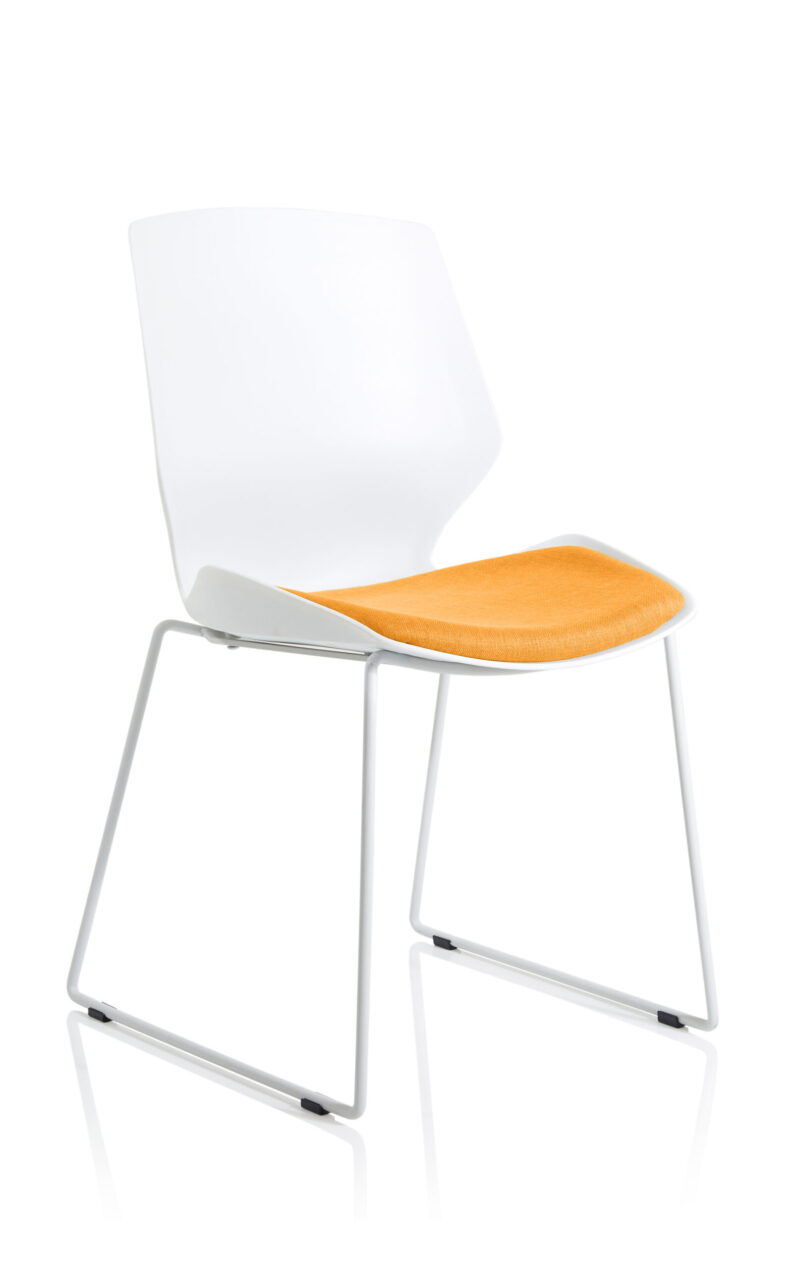 Logic Sled White Frame Fabric Seat Visitor Chair - Image 13