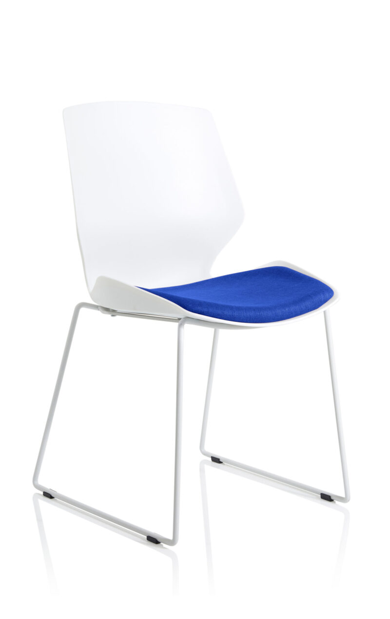 Logic Sled White Frame Fabric Seat Visitor Chair - Image 14