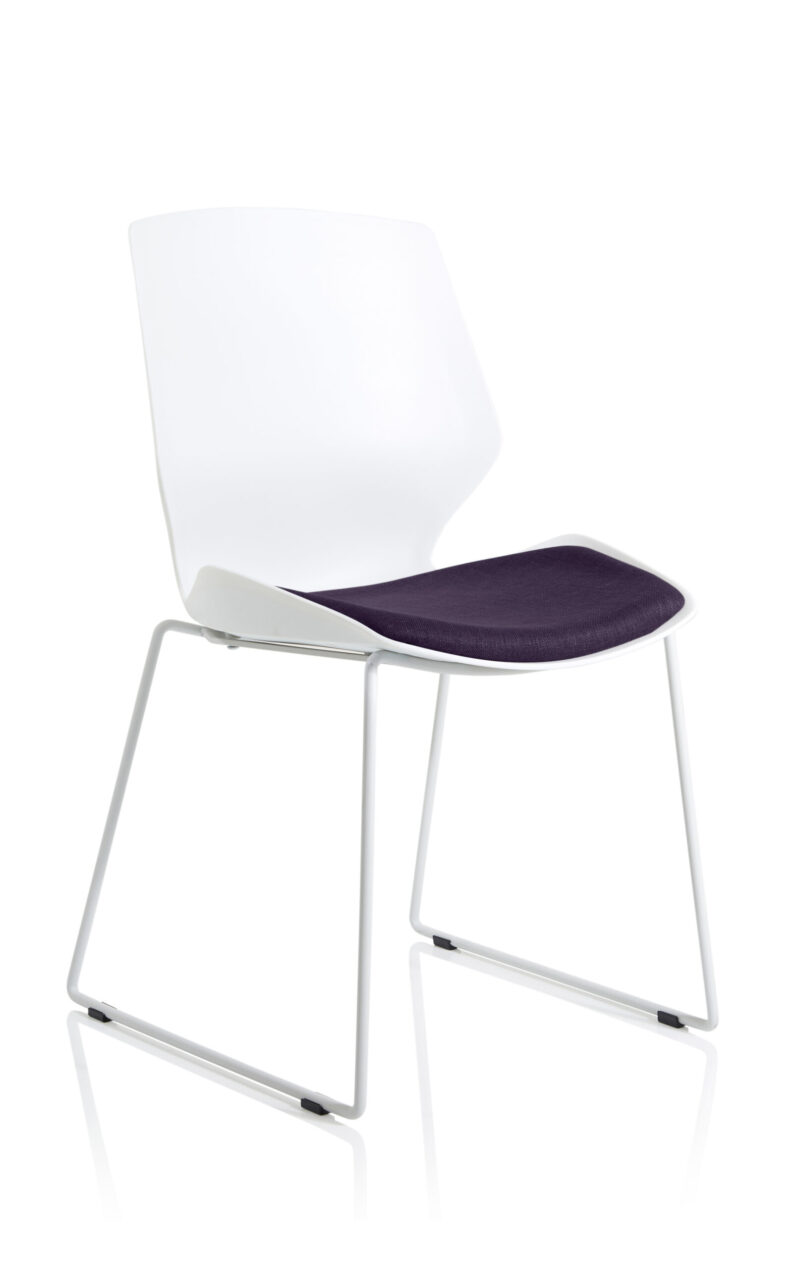 Logic Sled White Frame Fabric Seat Visitor Chair - Image 16