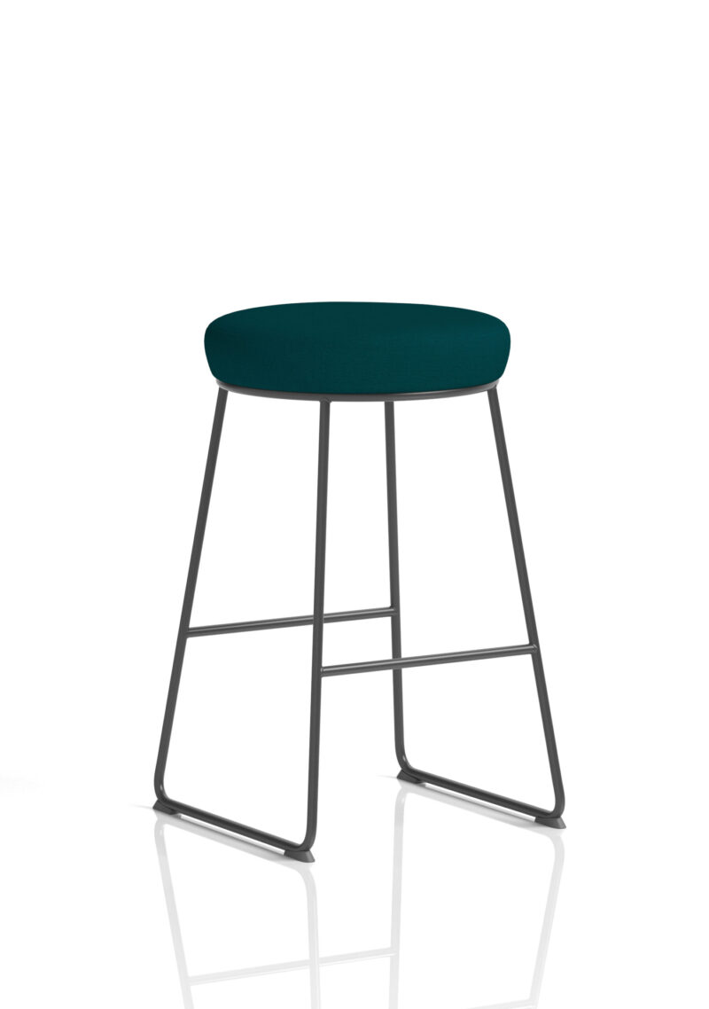 Burrow Black Frame Fabric Seat Stool Chair - Image 6