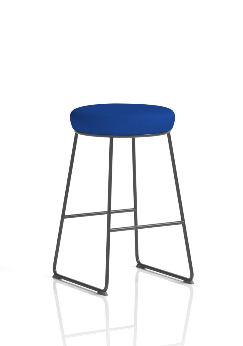 Burrow Black Frame Fabric Seat Stool Chair - Image 9
