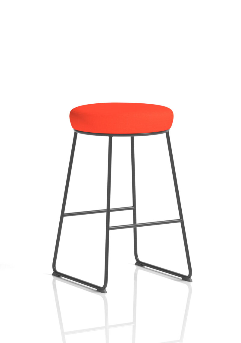 Burrow Black Frame Fabric Seat Stool Chair - Image 10