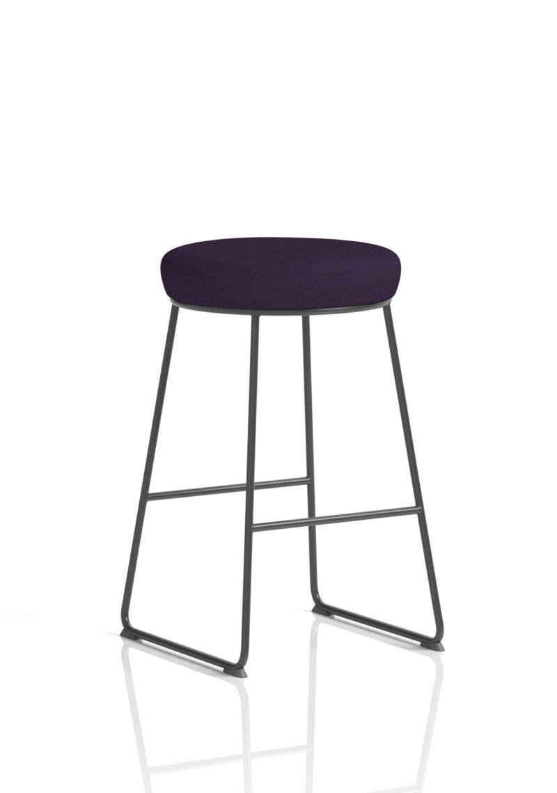 Burrow Black Frame Fabric Seat Stool Chair - Image 11