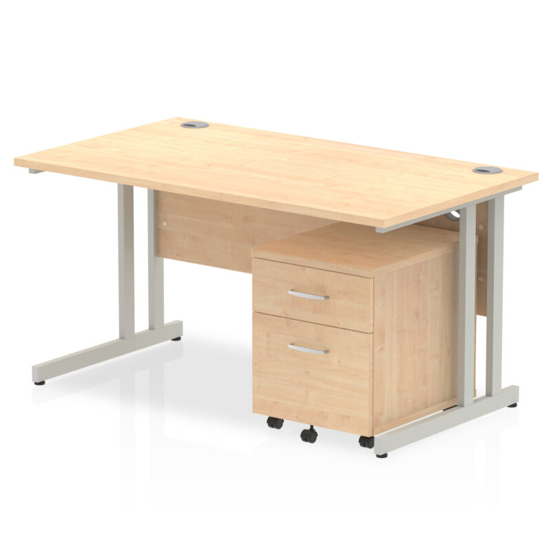 Pace 1400mm Cantilever Straight Desk With Mobile Pedestal - Image 9
