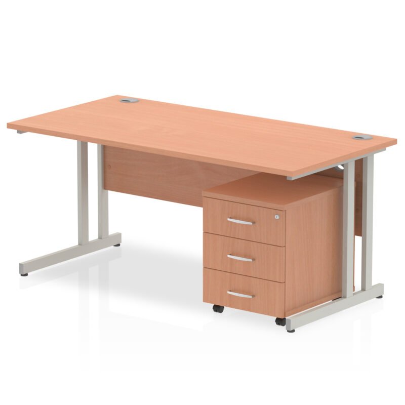 Pace 1600mm Cantilever Straight Desk With Mobile Pedestal - Image 14