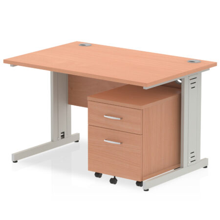Pace 1200mm Cable Managed Straight Desk With Mobile Pedestal