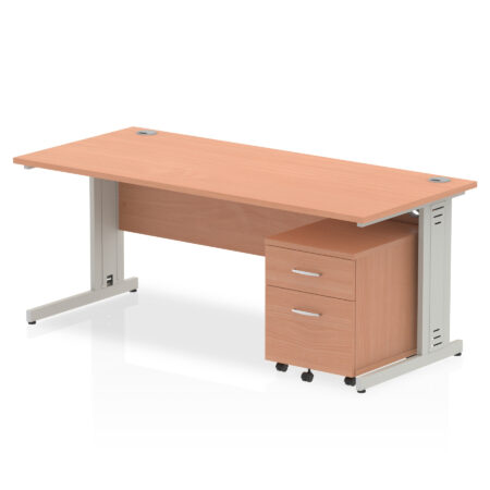 Pace 1800mm Cable Managed Straight Desk With Mobile Pedestal