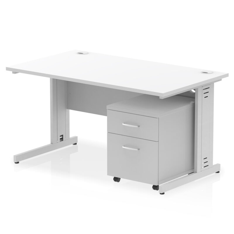 Pace 1400mm Cable Managed Straight Desk With Mobile Pedestal - Image 21