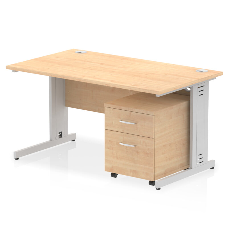 Pace 1400mm Cable Managed Straight Desk With Mobile Pedestal - Image 9
