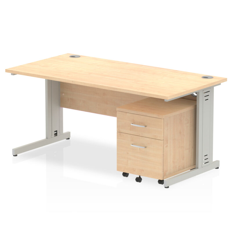 Pace 1600mm Cable Managed Straight Desk With Mobile Pedestal - Image 9