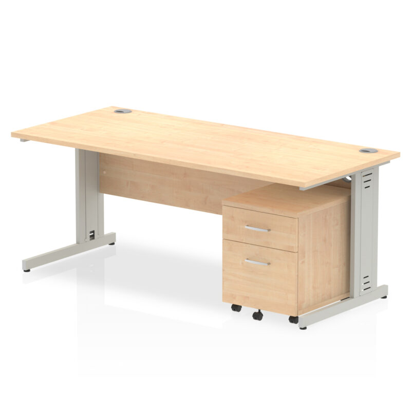Pace 1800mm Cable Managed Straight Desk With Mobile Pedestal - Image 9