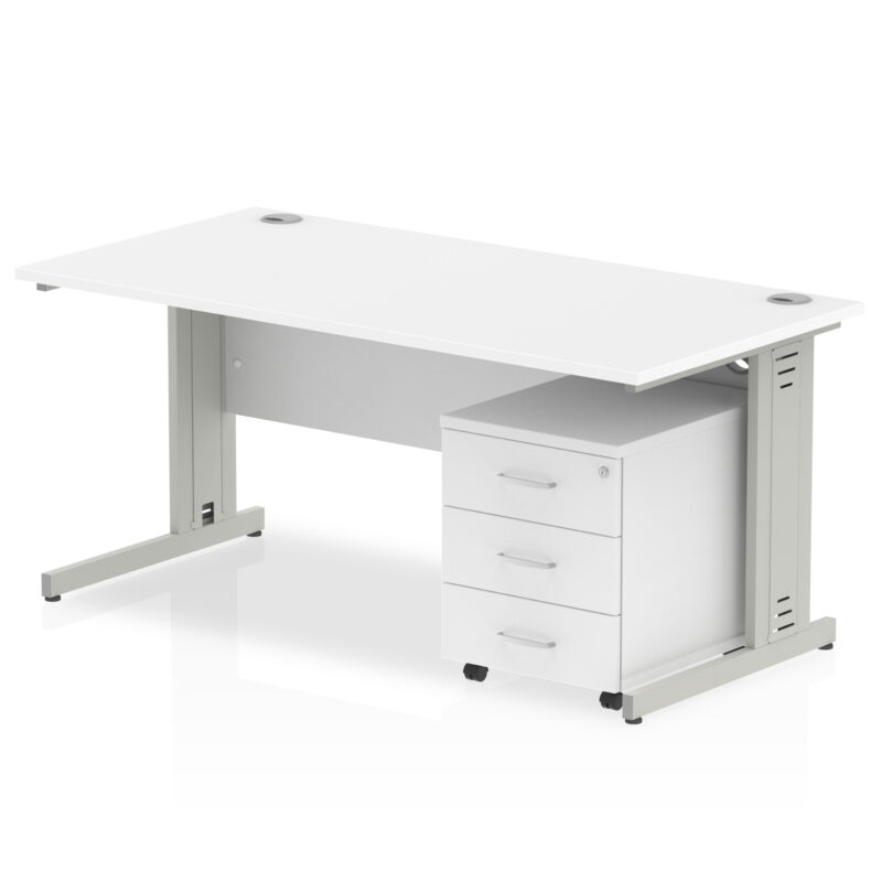 Pace 1600mm Cable Managed Straight Desk With Mobile Pedestal - Image 22