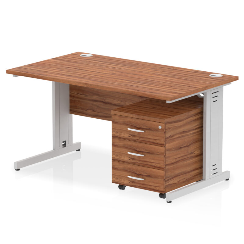 Pace 1400mm Cable Managed Straight Desk With Mobile Pedestal - Image 18