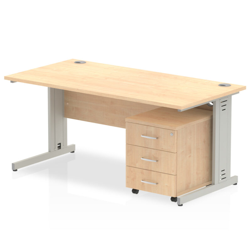 Pace 1600mm Cable Managed Straight Desk With Mobile Pedestal - Image 10