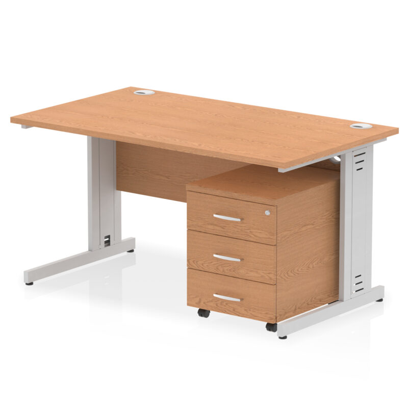 Pace 1400mm Cable Managed Straight Desk With Mobile Pedestal - Image 14