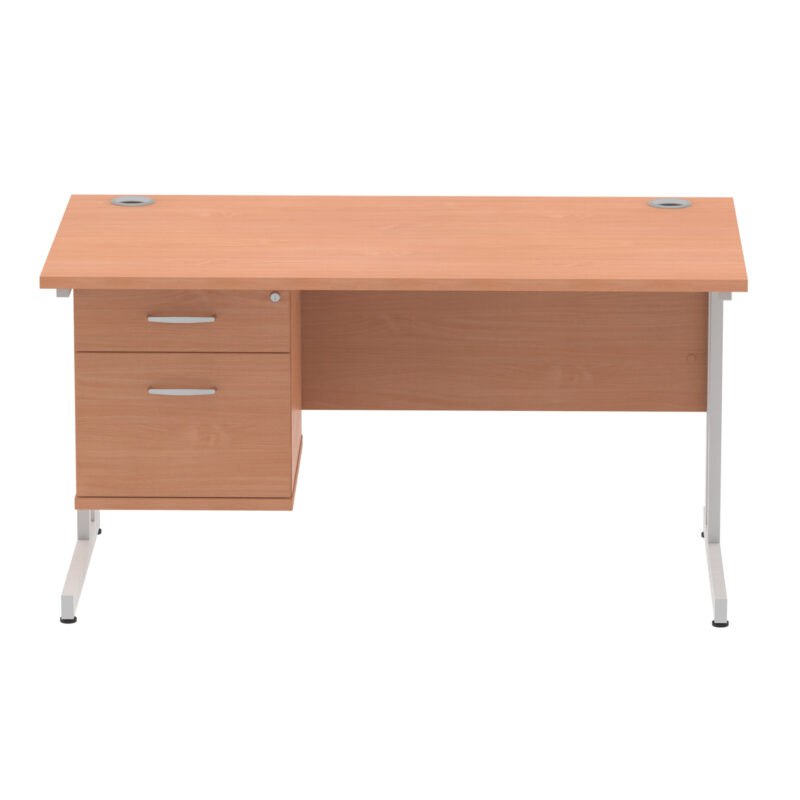 Pace 1400mm Cantilever Straight Desk With Single Fixed Pedestal - Image 61
