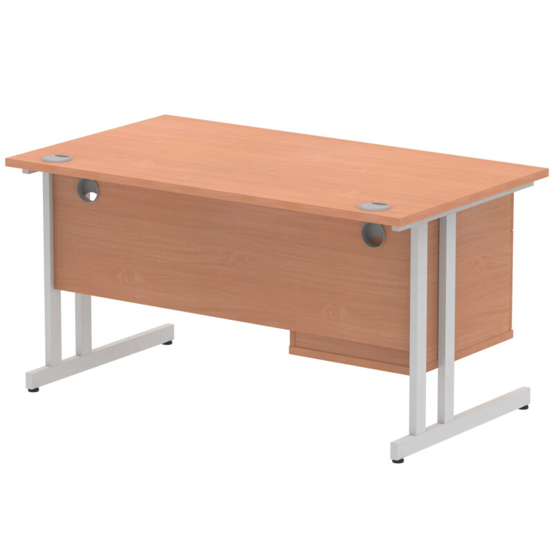 Pace 1400mm Cantilever Straight Desk With Single Fixed Pedestal - Image 64