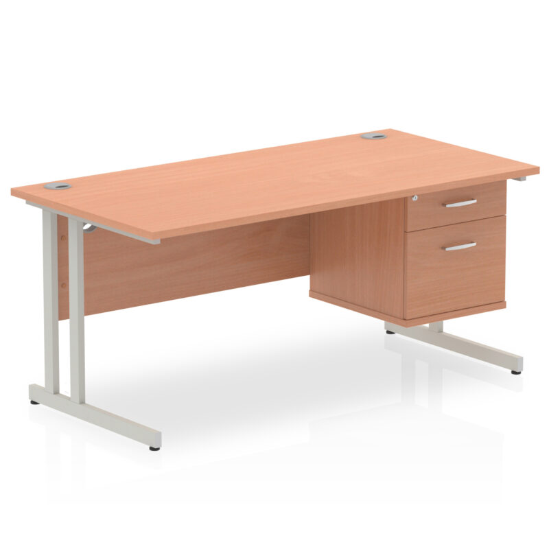 Pace 1600mm Cantilever Straight Desk With Single Fixed Pedestal - Image 24