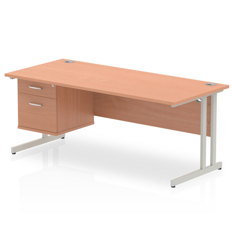Pace 1800mm Cantilever Straight Desk With Single Fixed Pedestal - Image 23
