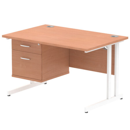 Pace 1200mm Cantilever Straight Desk With Single Fixed Pedestal