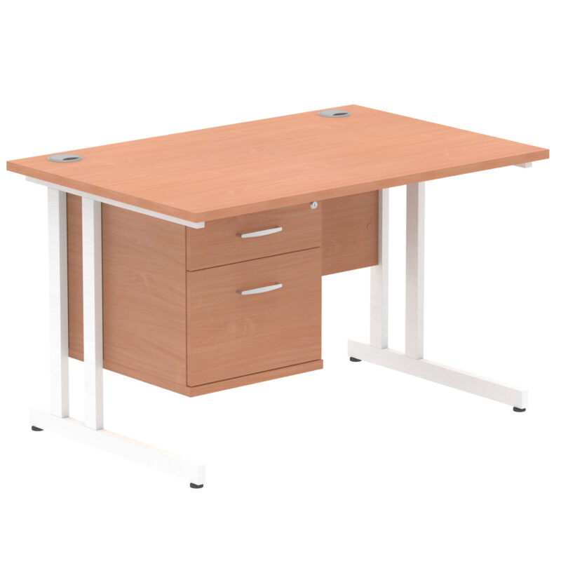 Pace 1200mm Cantilever Straight Desk With Single Fixed Pedestal - Image 3